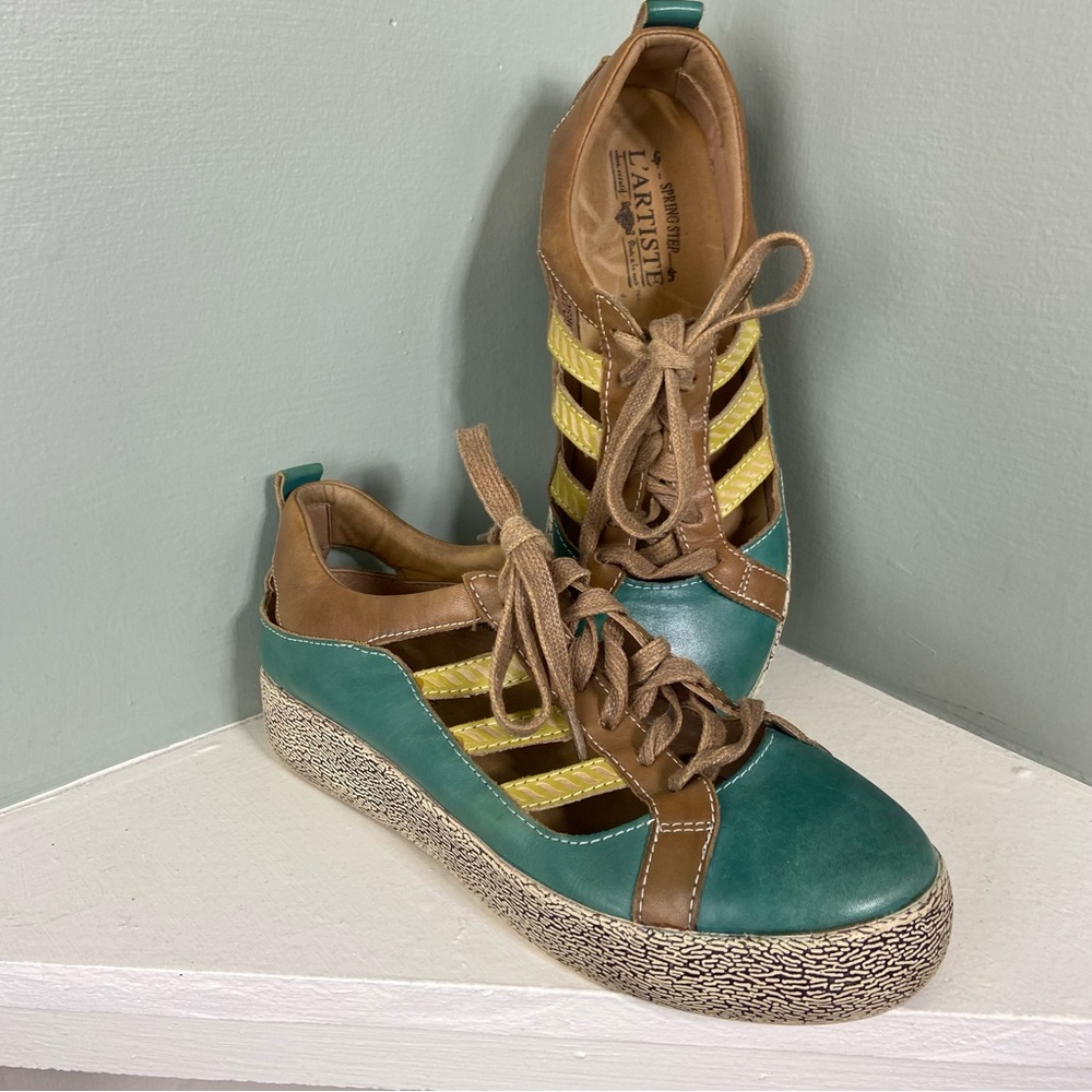 Spring Step Porscha L Artiste Women's Leather Cut Out Sneakers Shoes 38=7.5/8